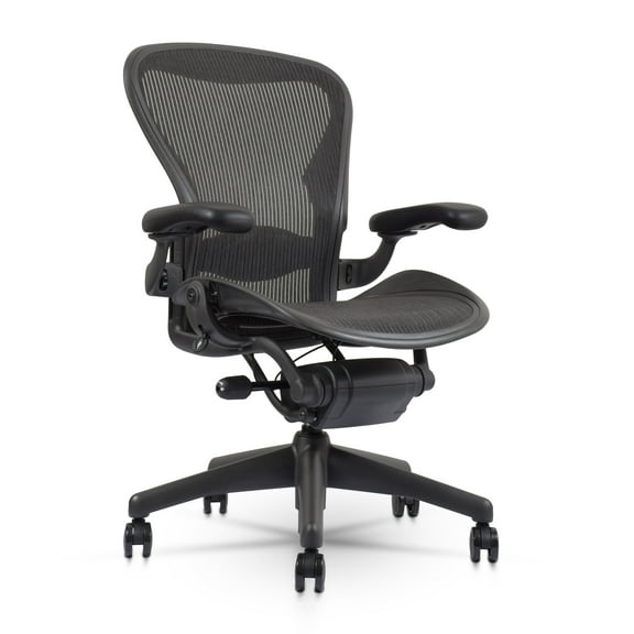 Restored Herman Miller Aeron Chair - Size B - Fully Adjustable Ergonomic Mesh Office Chair with Lumbar Support - Tilt Limiter, and Roller Index Arm Adjustments - Black (Refurbished)
