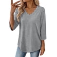 thumbnail image 4 of Maplenight Womens Fall Tops V Neck 3/4 Sleeve Dressy Blouses Relaxed Fit Business Casual Tops, 4 of 6