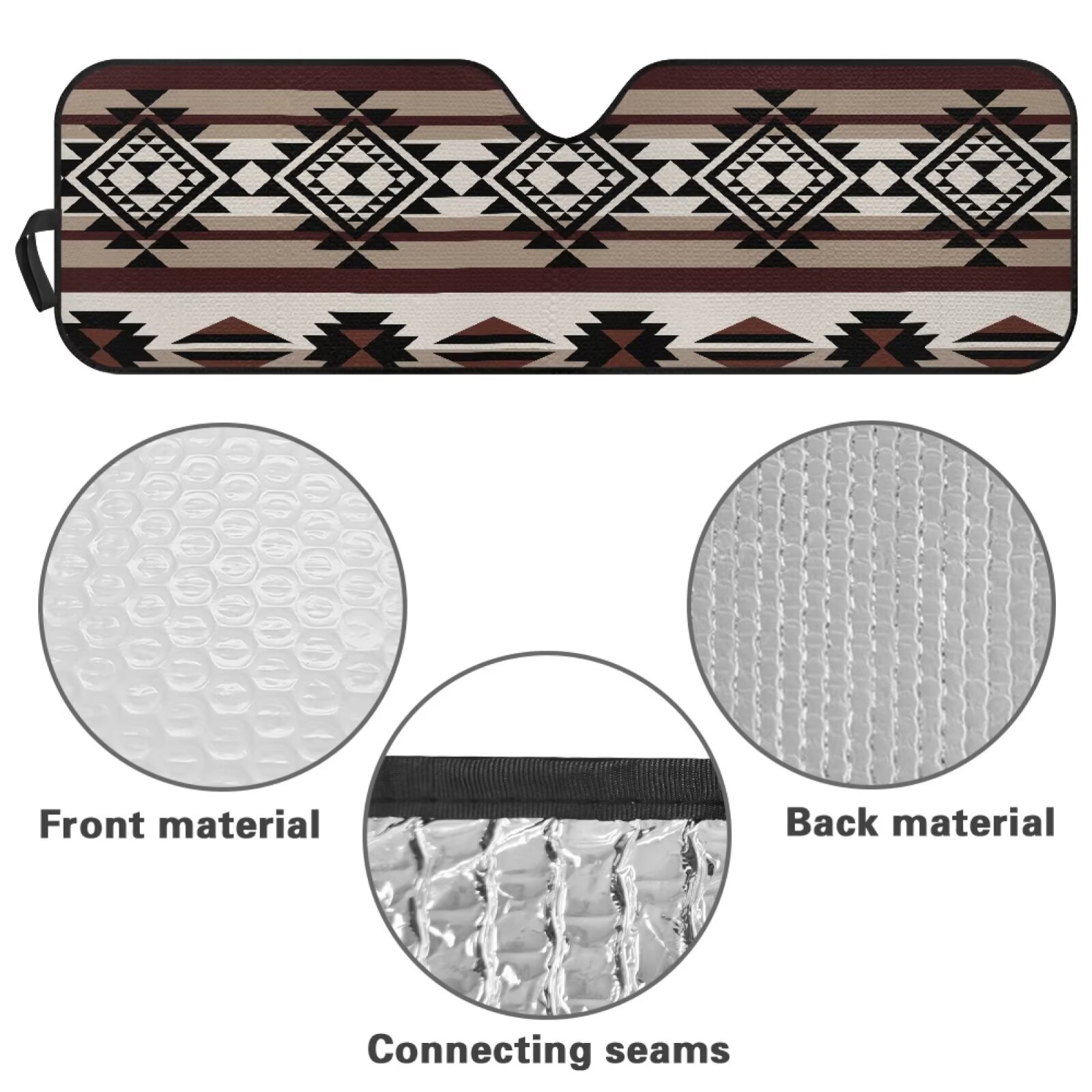 Uorisanigo Windshield Sun Shade for 2018-2024 Jeep Wrangler JL JLU & Gladiator JT-Blocks UV Rays Brown Aztec Ethnic Sunshades Heat Shield, Car Sun Shade Keep Your Vehicle Cool
