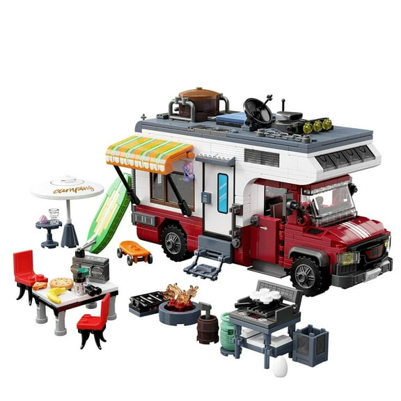 GZBrick Camper Van Building Sets Compatible with Lego Car Camping Model with LED Lights for Adults Boys 880PCS