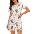 thumbnail image 1 of Fotbe Fall Squirrel Bata de Dormir para Mujer con Estampado, Camisón de Algodón de Manga Corta, Ropa de Dormir Casual, 1 of 6