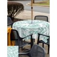 thumbnail image 5 of Outdoor Tablecloth with Umbrella Hole for Patio/Picnic/Party/Camping, Turquoise Willow Leaves Waterproof Table Cloth Square Cover Washable, Modern Dotted Boho Minimalist Art (60"x 60"), 5 of 9