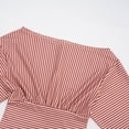 thumbnail image 6 of Womens Tops Long-Sleeve Striped Neck Off Shoulder Waist Tops,Blouse for Women Red S, 6 of 6