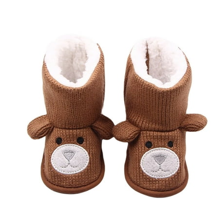 

Little Baby Snow Boots Winter Warm Fur Lining Knit Booties Soft Sole Anti-Slip Infant Prewalkers
