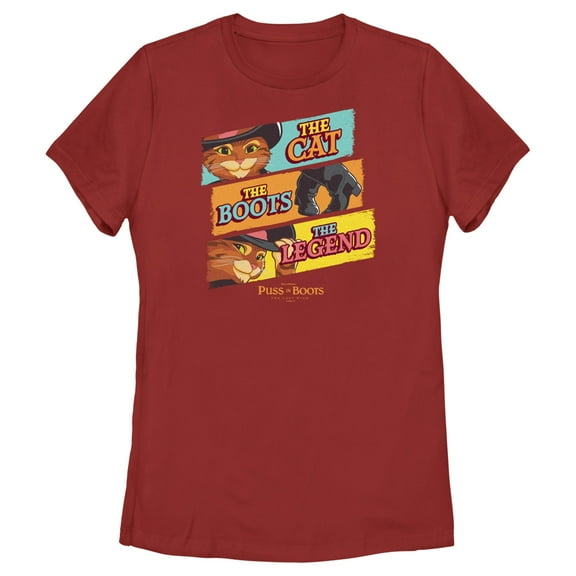 Women's Puss in Boots: The Last Wish The Cat The Boots The Legend  Graphic Tee Red Large