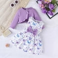 thumbnail image 2 of NAFUU Girl's 2 Piece Outfits Baby Girls Outfits 2 Piece Set Cute Sleeveless Print Dress With Solid Shawl Toddler Clothes For Casual Beach School Party Dailywear 2-3 Years, 2 of 5