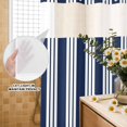 thumbnail image 4 of No Hook Shower Curtain, Striped Navy Blue Shower Curtains for Bathroom with See Through Top Window, Farmhouse Line Stripes Classic Waterproof & Washable Bath Curtain Small Stall 36"x78", 4 of 9