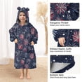 thumbnail image 3 of FORMRS Wearable Blanket Hoodie with Sleeves for Kids Cozy Flannel Sweatshirt, Red and Blue Fireworks Pattern, 3 of 7