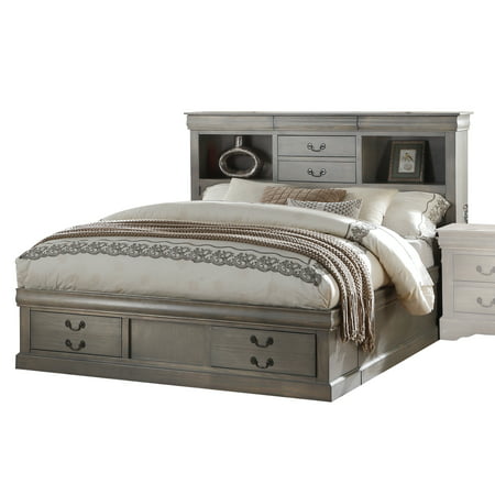 Acme Louis Philippe Storage Eastern King Bed in Antique Gray - literacybasics.ca