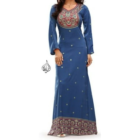 - Beautiful Long Dress, Indian Caftan, Kaftan Dresses | Christmas | SIREEN BLUE | Bust Size 44
