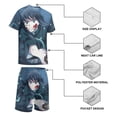thumbnail image 4 of Demon Slayer Muichiro Tokito Boys Girls Short Sleeve Mesh T-Shirt And Shorts Outfit Set Summer Clothes Set for Kids, 4 of 8