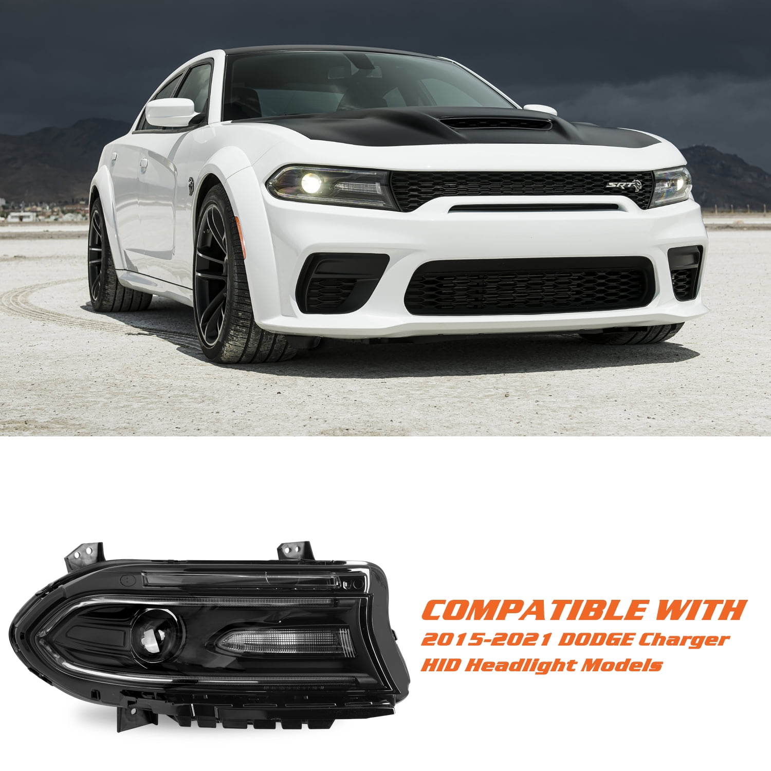Passenger Side W/Bulbs For 2015-2020 Dodge Charger Headlight Halogen W/ LED DRL