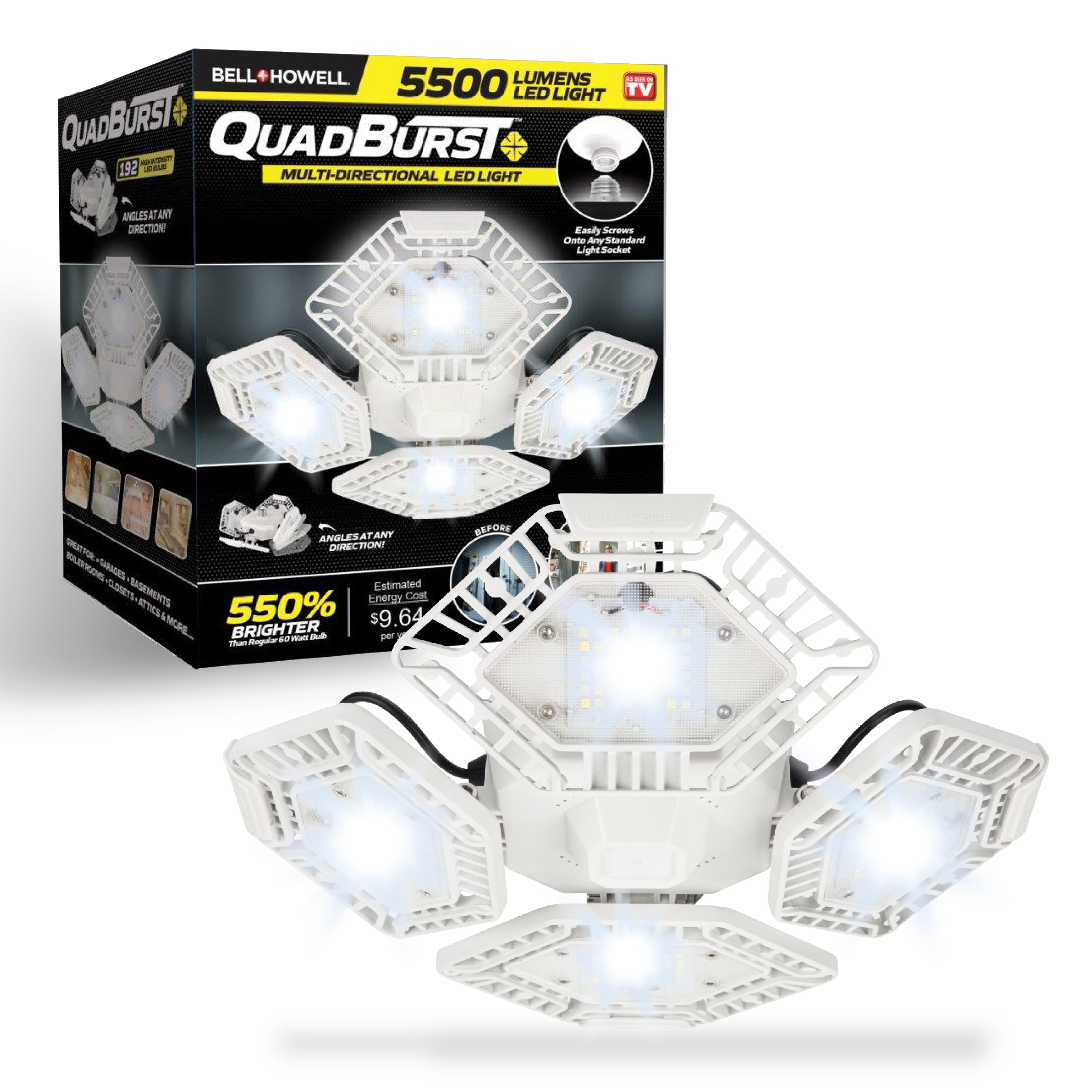Bell+Howell Quadburst LED Lighting 4 Panels 192 LED Bulbs