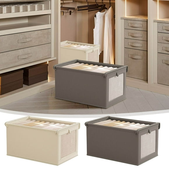 Fiudx Caja de Tela con Ventana, Diseño de Ventana Visible, Asas Reforzadas y Resistentes, Ahorra Espacio, Organiza Tu Hogar, Elegante y Práctica, Tamaño 40 X 25 X 20 Cm