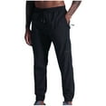 thumbnail image 4 of BXINGOHAI Men's Casual Pants Stretchy Drawstring Jogger Pants Elastic Waistband Resistant Pants Solid Pant Athletic Track Pants With Zipper Pocket Today Deals Black,XXL, 4 of 5