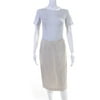 Pre-owned|Escada Women's A-Lined Slit Back Lined Midi Skirt Ivory Size 34