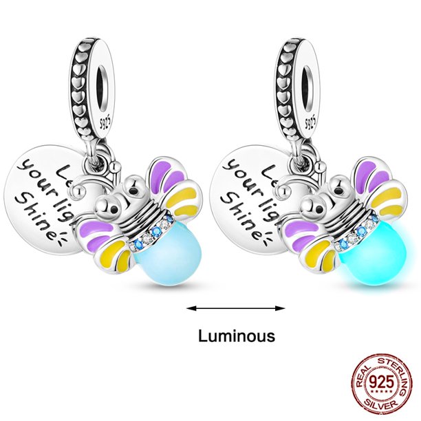Ajuste Pandora 925 pulsera Original camaleón luminoso luciérnaga mariposa plata encantos cuentas para DIY joyería de Navidad fabricación de regalos Dengxun unisex