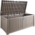 thumbnail image 2 of Deck Box, 120 Gallon, 56.3" x 26.6" x 23.8" Outdoor Storage Box, Waterproof PP Deckbox with Aluminum Alloy Padlock, for Patio Furniture, Garden Tools, Pool Toys, Outdoor Cushions, Gray, 2 of 7