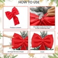 thumbnail image 4 of Christmas Tree Topper Bow Large Red Silk Indoor Outdoor Decor 45x30cm, 4 of 7