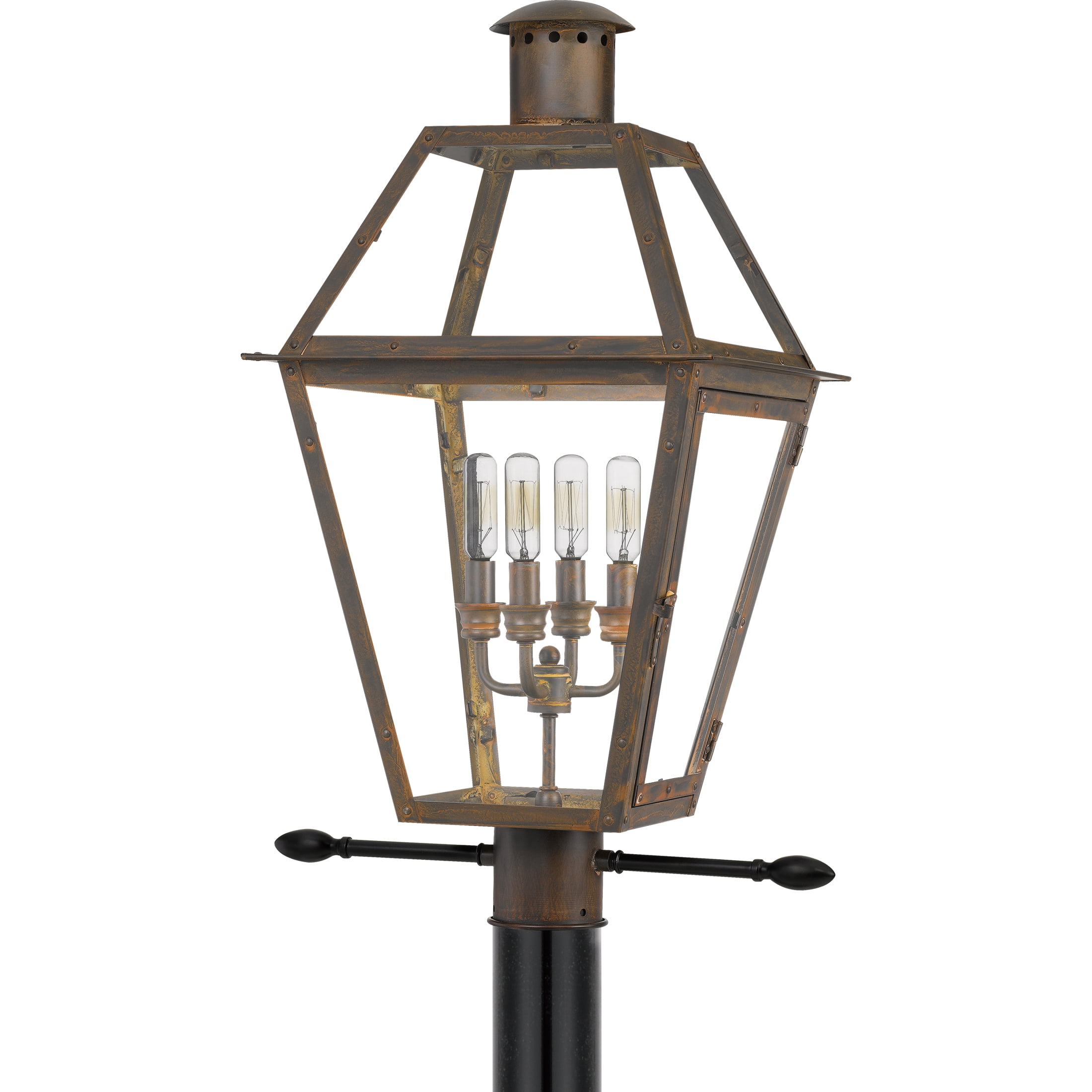 Rue De Royal 4-Light Industrial Bronze Outdoor Post Lantern