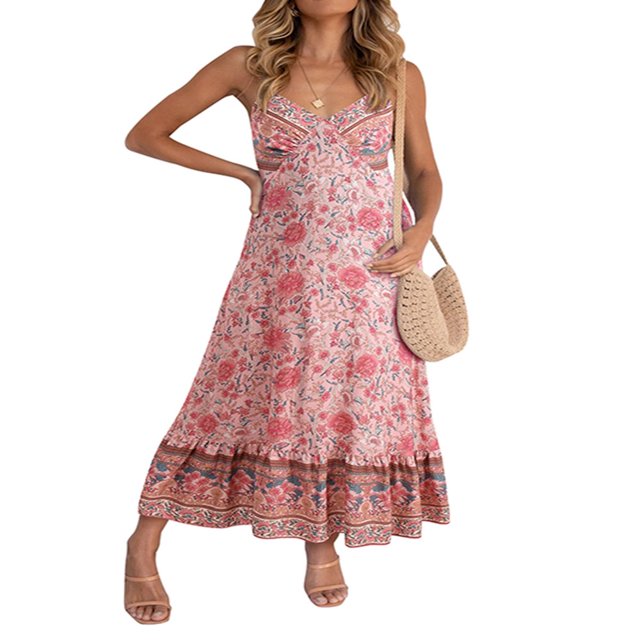 MesaSe Robe à Bretelles Sexy pour Femmes Imprimé Floral Sans Manches Col en V une Pièce
