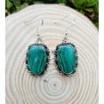 thumbnail image 2 of Pure 925 Sterling Silver Dangle Drop Earrings For Women, Genuine Malachite Green Gemstone Beautiful Handcrafted Earrings For Her, 2 of 5