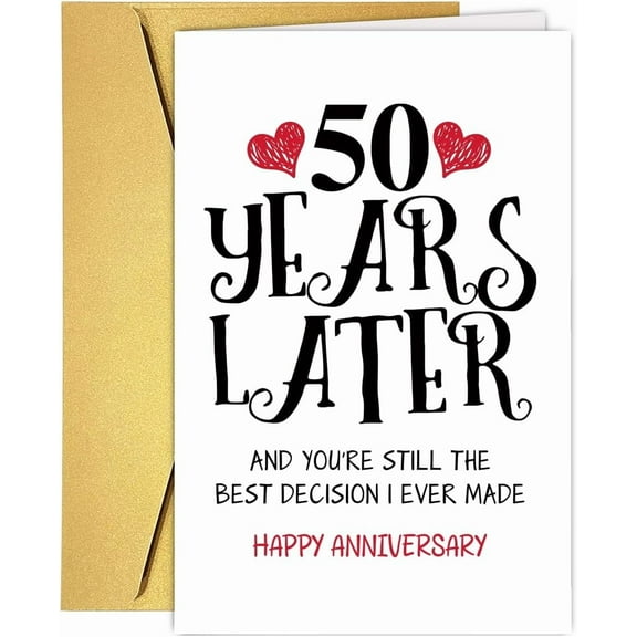 50th Anniversary Card – “50 Years Later” Heartfelt Message – Blank Inside for Personal Touch – Perfect for Celebrating Half a Century of Love