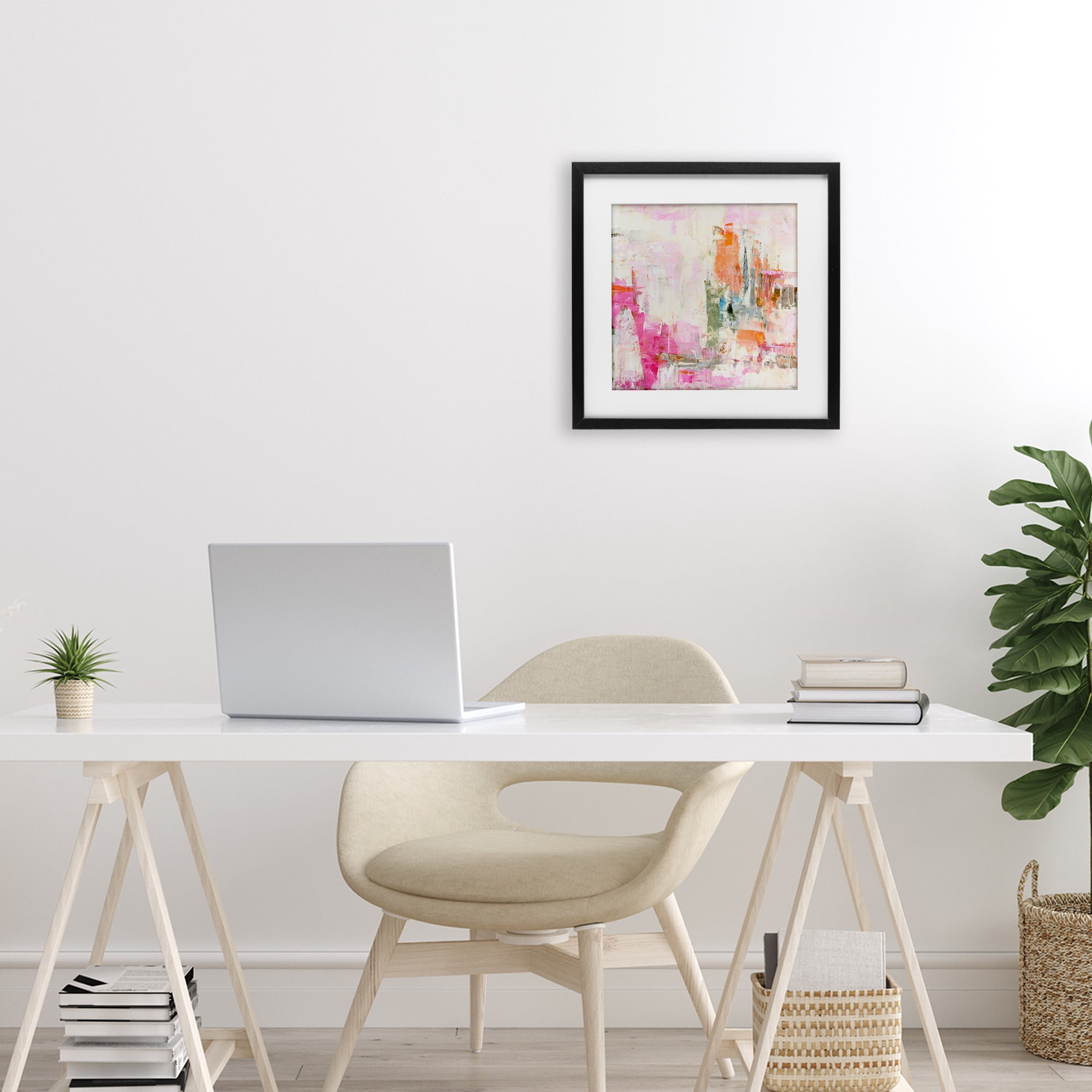 Stupell Industries New Age Pink Abstract Black Framed Print Under Glass, design by Design Fabrikken