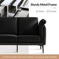 thumbnail image 3 of Modern Loveseat with Metal Legs Curved Arms Linen Leather Fabric Sofa for Living Room Black, 3 of 8