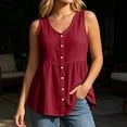 thumbnail image 2 of Linen Tank Tops for Women Sleeveless Button Front Loose Shirt Top Casual Lightweight V Neck Tank Size XL, 2 of 4