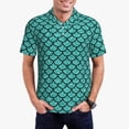 thumbnail image 2 of Balery Aquamarine Glitter Printed Men’s Short Sleeve Polo Shirt, Midweight Men's Shirt,Golf Polo shirts -X-Large, 2 of 8