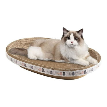 Cardboard Cat Scratcher, General Cat Scratch Pad, Cat Scratching Board, Corrugated Paper Ellipse, Cat Scratch Pads for Indoor Cats, Cat Bed, Cat Accessories,Oval Shape Cat Scratcher Cardboard Bed