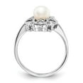 thumbnail image 2 of Solid 14k White Gold 5.5mm Freshwater Cultured Pearl VS Diamond Ring Band Size 5.5 (.02 cttw.), 2 of 5