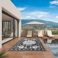 thumbnail image 3 of Black Grey Outdoor Rug for Patio/Deck/Porch, Non-Slip Large Area Rug 3 x 5 Ft, Boho Vintage Print Distressed Brick Patterns Indoor Outdoor Rugs Washable Area Rugs, Camping Rug Carpet Runner, 3 of 8