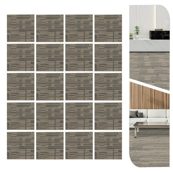 20 Pcs Square Carpets 20x20 Inch Commercial Carpet Repeated Use Floor Tile Washable Mats for Home, Office
