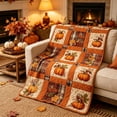 thumbnail image 5 of Dpityserensio Fall Pumpkin Maple Plaid Flannel Quilted Throw Blanket Sofa Bed Decor, 5 of 9