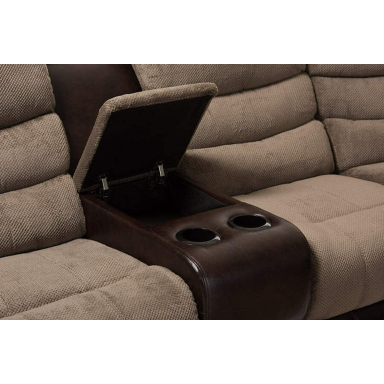 Baxton Studio Robinson Modern and Contemporary Taupe Fabric and Brown Faux Leather Two Tone Sectional Sofa Walmart