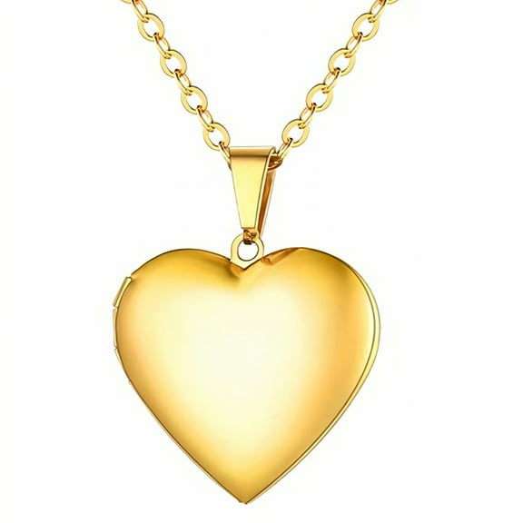 DESIGNICE Locket Necklace for Women,Smooth Feel Heart Locket Necklace,Sweetheart Form Necklace with Picture Inside,Gold1 Plated