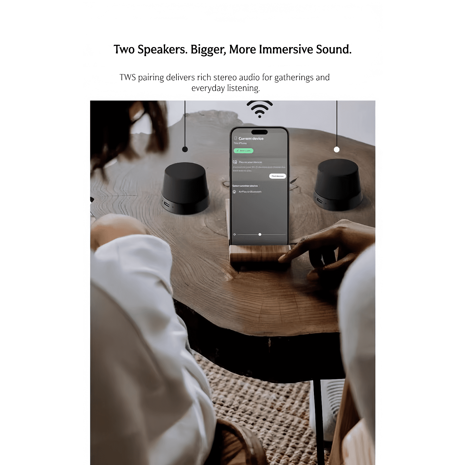 2-in-1 Magnetic Phone Stand Bluetooth Speaker, IPX6 Water Resistant, TWS Stereo Pairing