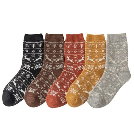 

Heiheiup Womens Wool Socks Trekking Warm Thick Winter Warm Boots Cozy Cabin Crew Ladies Socks 5 Pair Pack Womens Socks Fuzzy