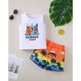 thumbnail image 2 of Kucnuzki 3T Toddler Boys Outfit Set 4T Child Boy Summer Clothes Sleeveless Letter Print Tank Top Coconut Trees Shorts Sets 2pcs Causal Clothing White, 2 of 7