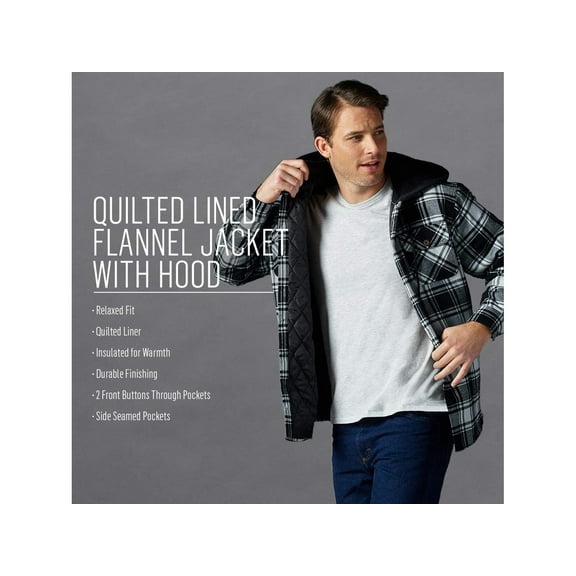 Wrangler Authentics Men's Long Sleeve Quilted Lined Flannel Shirt Jacket with...