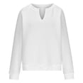 thumbnail image 4 of Women's Hoodless Sweatshirt Sweatshirt for Notched V Neck Long Sleeve Casual Pullover Tops, 4 of 8
