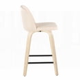 thumbnail image 2 of Set of 2 Contemporary Fixed Height Counter Stools with Swivel in Natural Wood and Cream Faux Leather - 250lbs Weight Capacity, 2 of 5