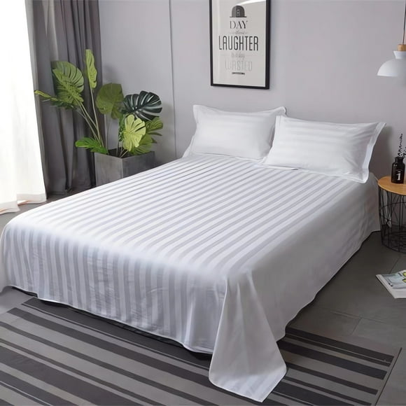 Soft Breathable Bed Sheets Bed Sheets Clearance Guesthouse School Bath White Satin Strip Sheets Bed Linen Sheets