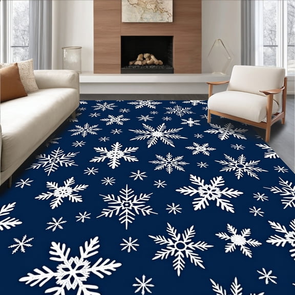 ODIKA 4'x6' Machine Washable Non-Slip Area Rug, Enchanted Frosty Wonderland Magical High Traffic Rug, Blue, 606852