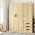 thumbnail image 2 of Better Home Product Violet Engineered Wood Wardrobe Armoire Closet in Natural, 2 of 8
