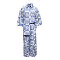 thumbnail image 3 of Pijamas Navideñas Conjunto de blusa de solapa y pantalón de pierna ancha para mujer, traje de casa a juego de 2 piezas Ygjytge Azul T XL para Mujer, 3 of 8