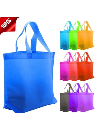 10 Pack Non Woven Reusable Shopping Bags with Handles, Fabric Tote for  Favors, 5 Colors (15 x 12.5 In)