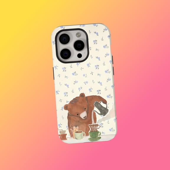 Bear and Floral Tough Phone Case for iPhone 11, 11 Pro, 12, 12 Pro, 13 mini